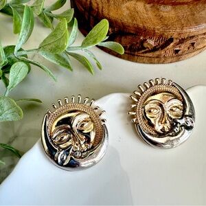 2/$30🌵 Vintage Style Sun Crescent Moon Gold & Silver Earrings Celestial NEW